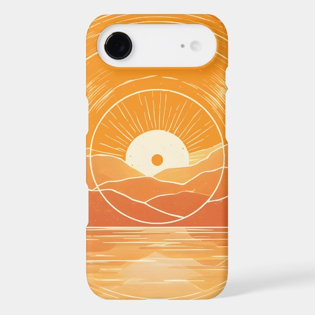 Minimalist Zen Mountain Ocean Retro Sunset (Back)