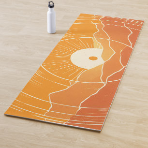 Minimalist Zen Mountain Ocean Retro Sunset Yoga Mat