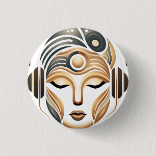 Minimalist Zen Music Goddess Geometric Abstract 3 Cm Round Badge
