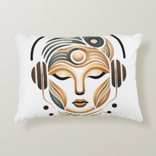 Minimalist Zen Music Goddess Geometric Abstract Decorative Cushion
