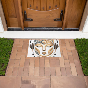 Minimalist Zen Music Goddess Geometric Abstract Doormat