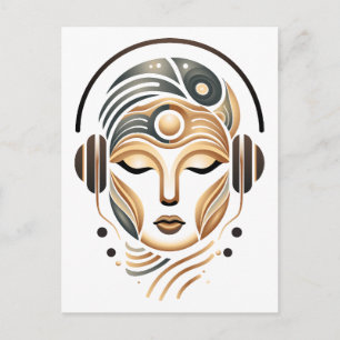 Minimalist Zen Music Goddess Geometric Abstract Holiday Postcard