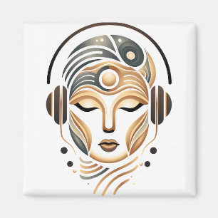 Minimalist Zen Music Goddess Geometric Abstract Magnet