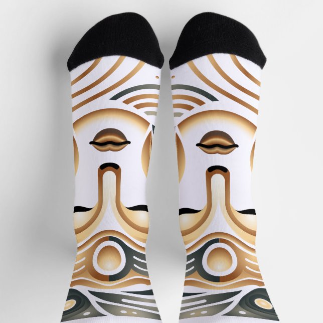 Minimalist Zen Music Goddess Geometric Abstract Socks (Top)