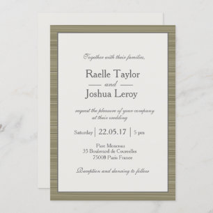 Minimalist zen olive green grey stripes wedding invitation