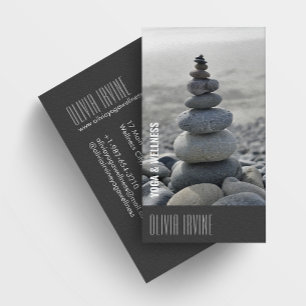 Minimalist Zen Stones Yoga & Wellness Black Business Card
