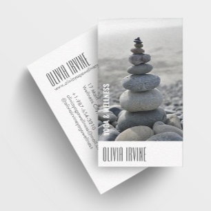 Minimalist Zen Stones Yoga & Wellness White Busine Business Card