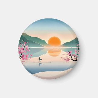 Minimalist Zen Sunrise Lake  Magnet