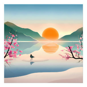 Minimalist Zen Sunrise Lake  Photo Print