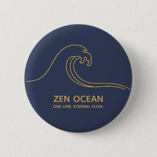 Minimalist Zen Wave Abstract Ocean Line 6 Cm Round Badge