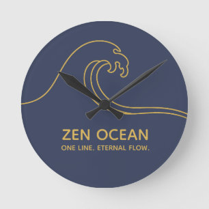Minimalist Zen Wave Abstract Ocean (NO NUMBERS) Round Clock