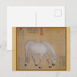 Minimalist Zen White Horse - Traditional Painting Postcard
