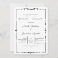 Minimalista blanco y negro invitación de boda 