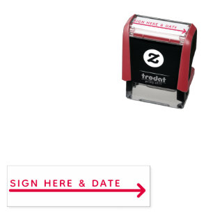 Minimaliste Sign here and Date with arrow Self-inking Stamp