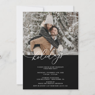 Minimalistic Сalligraphy Christmas Party Photo  Invitation