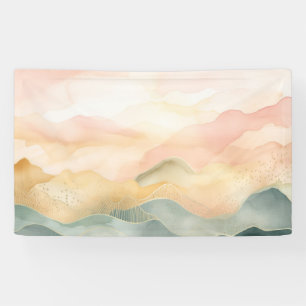 Minimalistic Abstract Landscape in Soft Pastels. Banner