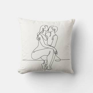 Minimalistic Abstract Lesbian Kiss Cushion