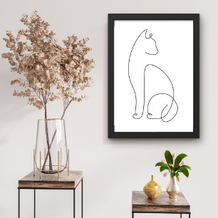 Minimalistic Abstract Line Art Cat Poster