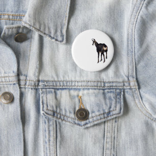 Minimalistic Alpine Chamois mountain goat on snow 6 Cm Round Badge