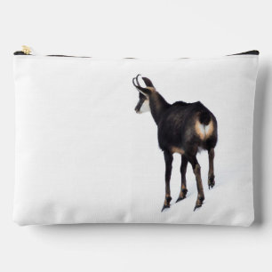 Minimalistic Alpine Chamois mountain goat on snow Accessory Pouch