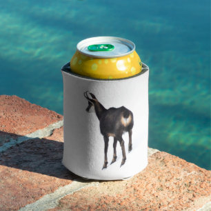 Minimalistic Alpine Chamois mountain goat on snow Can Cooler
