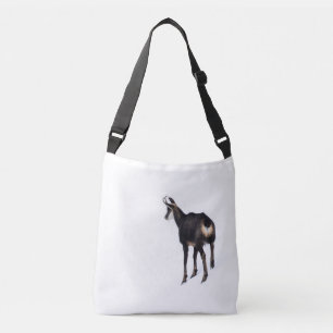 Minimalistic Alpine Chamois mountain goat on snow Crossbody Bag