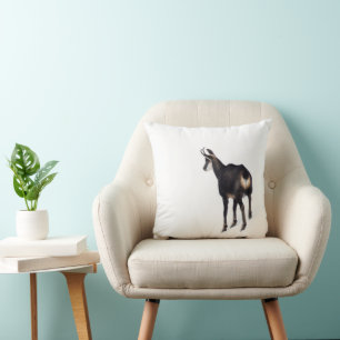 Minimalistic Alpine Chamois mountain goat on snow Cushion