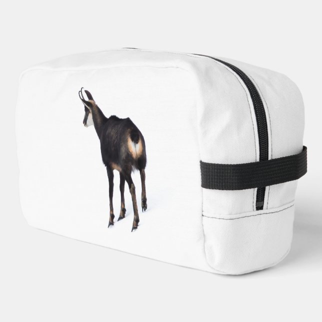 Minimalistic Alpine Chamois mountain goat on snow Dopp Kit (Left Corner)