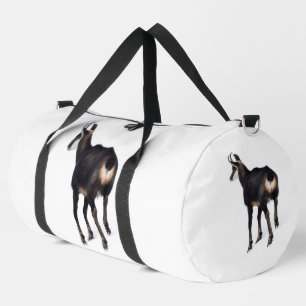 Minimalistic Alpine Chamois mountain goat on snow Duffle Bag