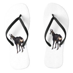Minimalistic Alpine Chamois mountain goat on snow Flip Flops