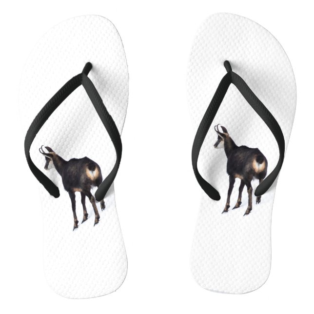 Minimalistic Alpine Chamois mountain goat on snow Flip Flops (Footbed)
