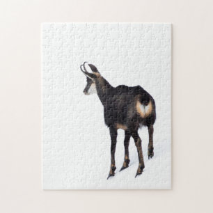 Minimalistic Alpine Chamois mountain goat on snow Jigsaw Puzzle