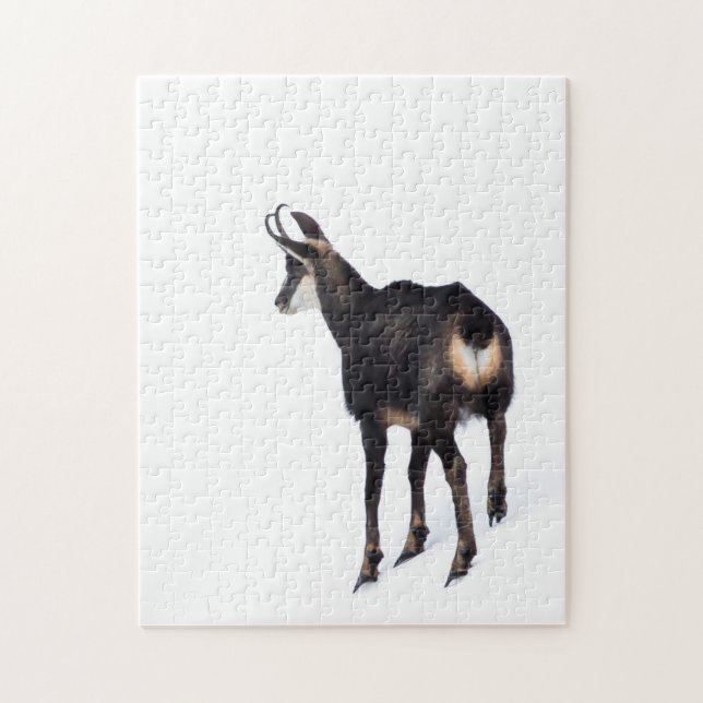 Minimalistic Alpine Chamois mountain goat on snow Jigsaw Puzzle (Vertical)