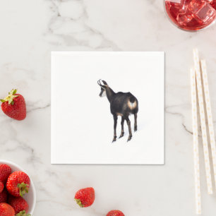 Minimalistic Alpine Chamois mountain goat on snow Napkin