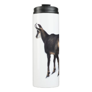 Minimalistic Alpine Chamois mountain goat on snow Thermal Tumbler