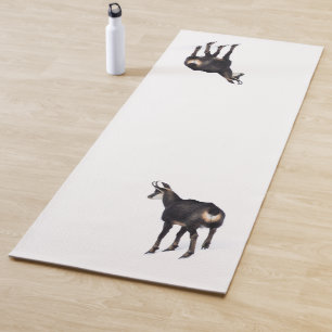 Minimalistic Alpine Chamois mountain goat on snow Yoga Mat