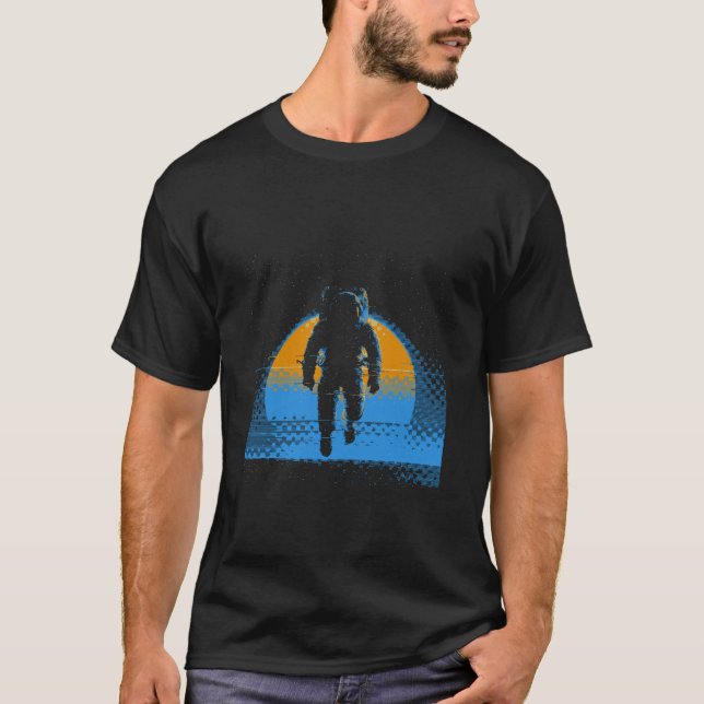 Minimalistic Astronaut in Space Astronomy Planets T-Shirt (Front)