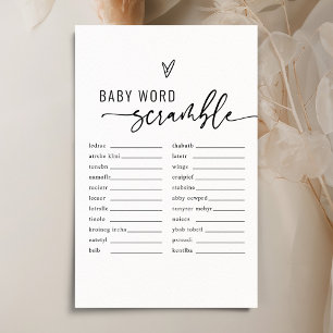 Minimalistic Baby Word Scramble Baby Shower Game