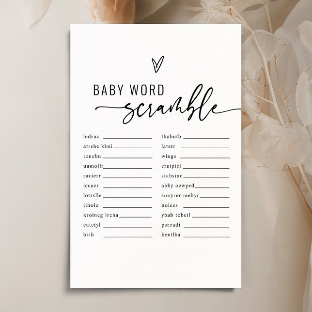 Minimalistic Baby Word Scramble Baby Shower Game (Creator Uploaded)