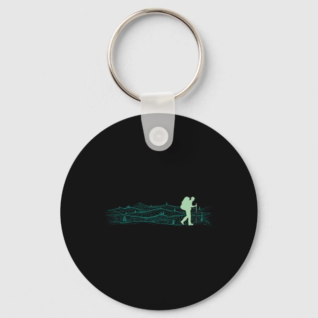 Minimalistic Backpacking Camping Hiking Graphic  Key Ring (Front)