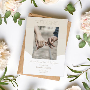 Minimalistic Bege Photo Wedding Invitation