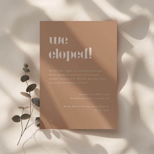 Minimalistic Beige Elopement & Wedding Reception Invitation (Creator Uploaded)