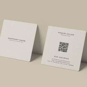 Minimalistic Beige Linen Texture Square Business Card