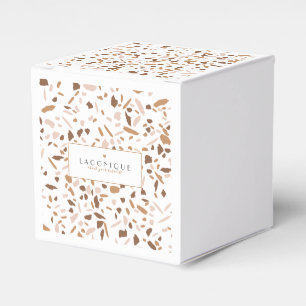 Minimalistic Beige Terrazzo Mosaic Branding Favour Box