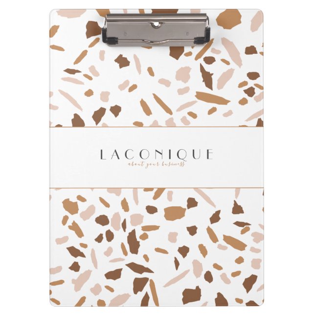 Minimalistic Beige Terrazzo Mosaic Clipboard (Front)