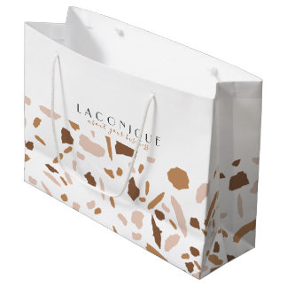 Minimalistic Beige Terrazzo Mosaic Large Gift Bag