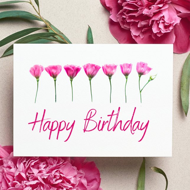 Minimalistic birthday card with pink flowers (Creator Uploaded)
