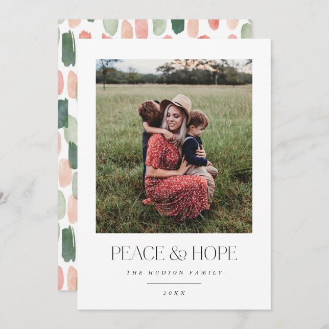 Minimalistic Black and White Modern Photo Holiday Card (Front/Back)