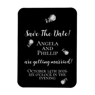 Minimalistic Black and White Save the Date Magnet
