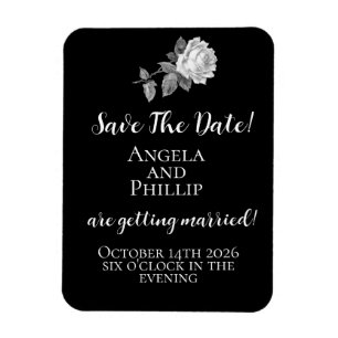 Minimalistic Black and White Save the Date Magnet